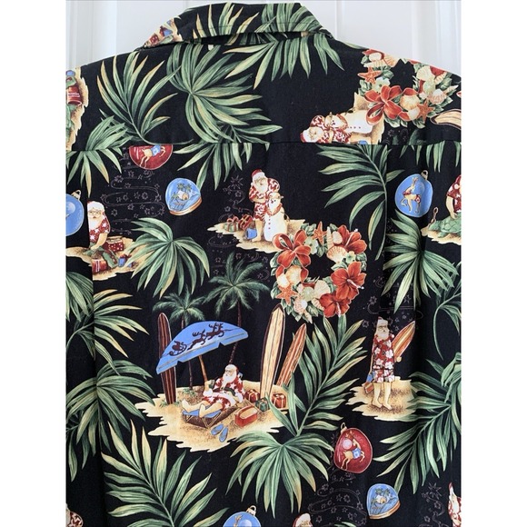 Vtg RJC Men's Made In Hawaii, Button Down Tropical Santa Shirt, Christmas Med - Picture 10 of 16